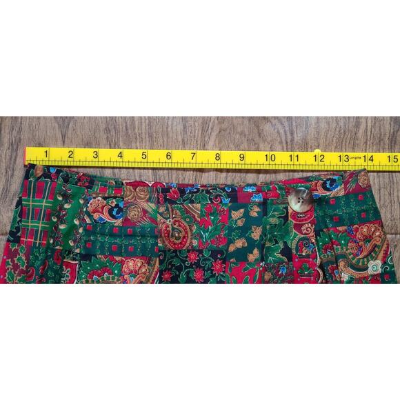 Vintage Christmas Women's Med Paisley Patchwork Print Maxi Skirt Wrap Cotton USA - Picture 4 of 9